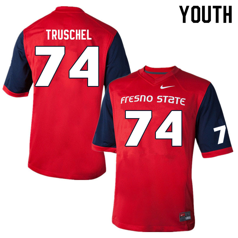 Youth #74 Clive Truschel Fresno State Bulldogs College Football Jerseys Sale-Red